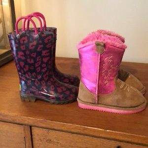 Girls “light up” rain boots and boot slippers.